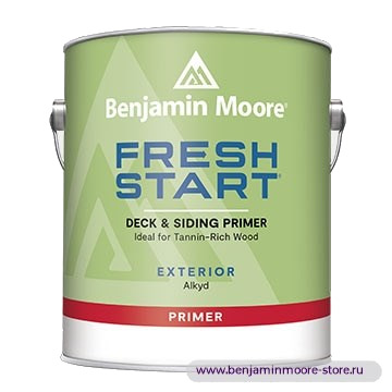 Грунтовка Benjamin Moore 0094 Fresh Start® Deck & Siding Primer / Бенджамин Мур Фреш Старт Дек энд Сайдинг Праймер грунт для террас и сайдинга, для наружных работ — фото | www.benjaminmoore-store.ru