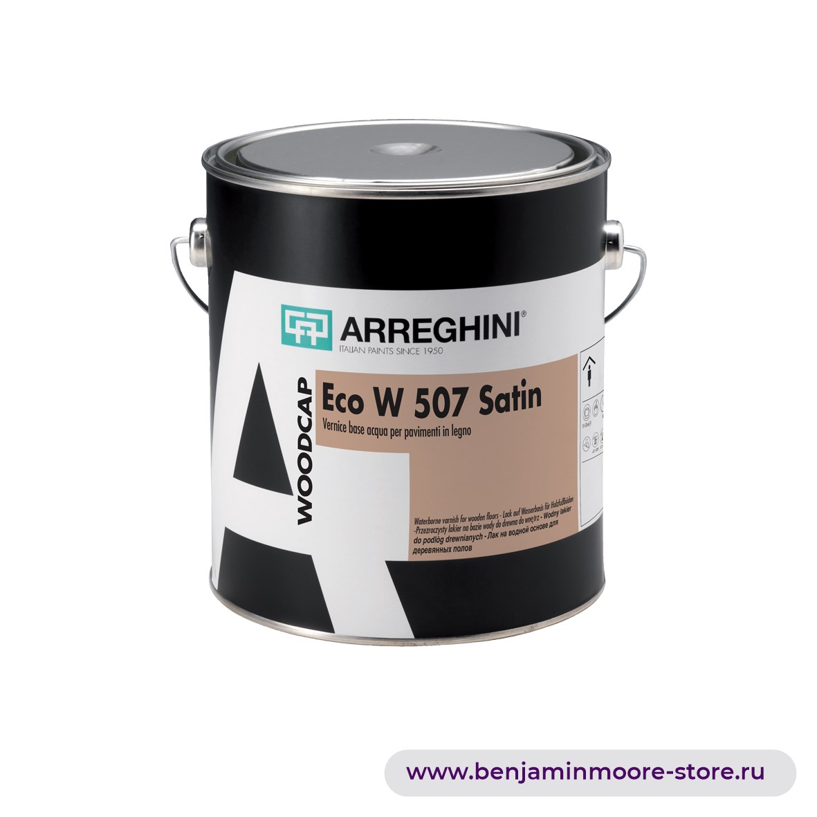 Arreghini Eco W 507 Satin прозрачная краска на водной основе для полов из дерева для внутреннего использования — фото | www.benjaminmoore-store.ru