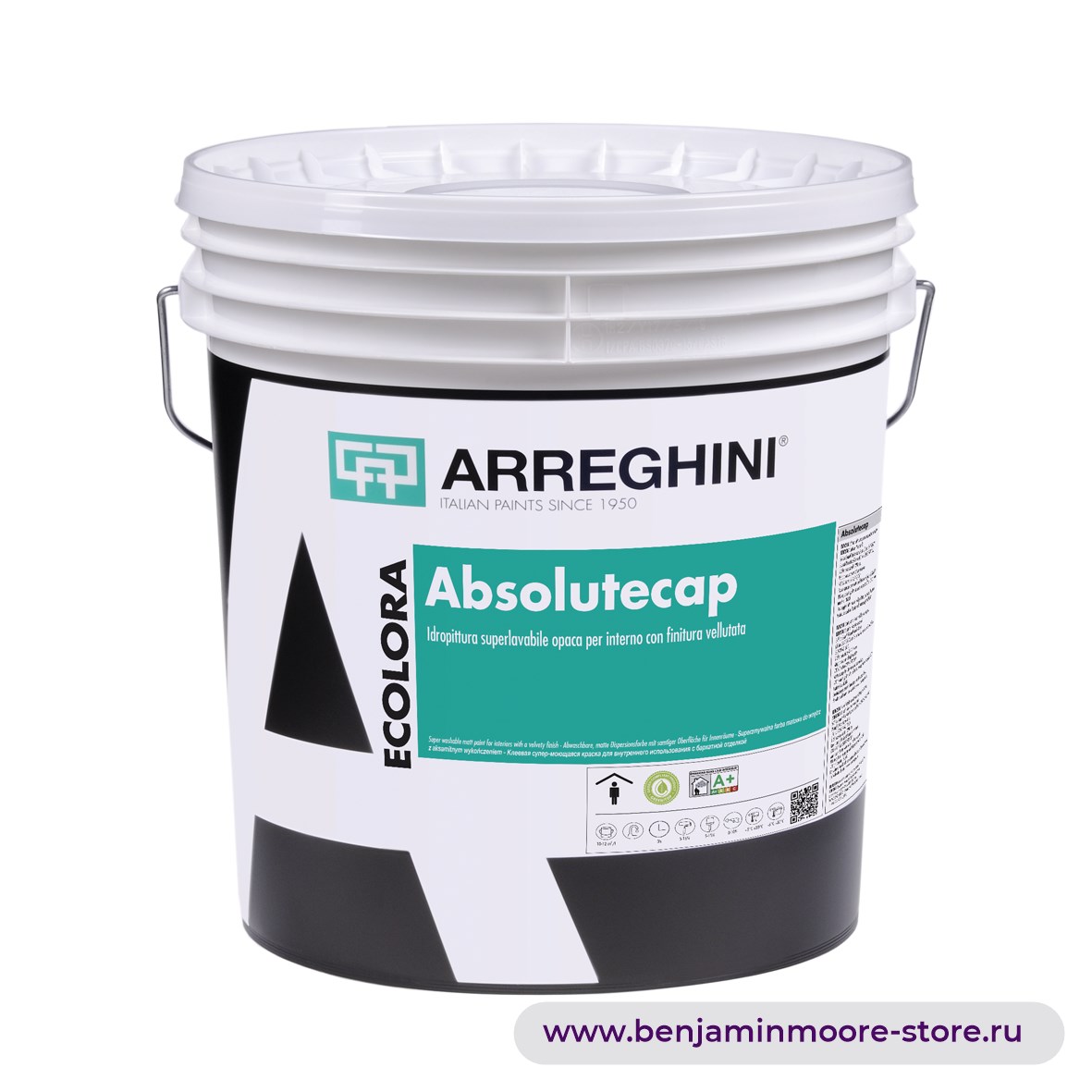 Краска Arreghini Absolutecap  / Аррегини Абсолюткап Белая супермоющаяся непрозрачная антибликовая ма