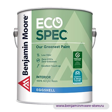 Benjamin Moore W374 Eco Spec® Eggshell краска с блеском «яичная скорлупа» для внутренних работ — фото | www.benjaminmoore-store.ru