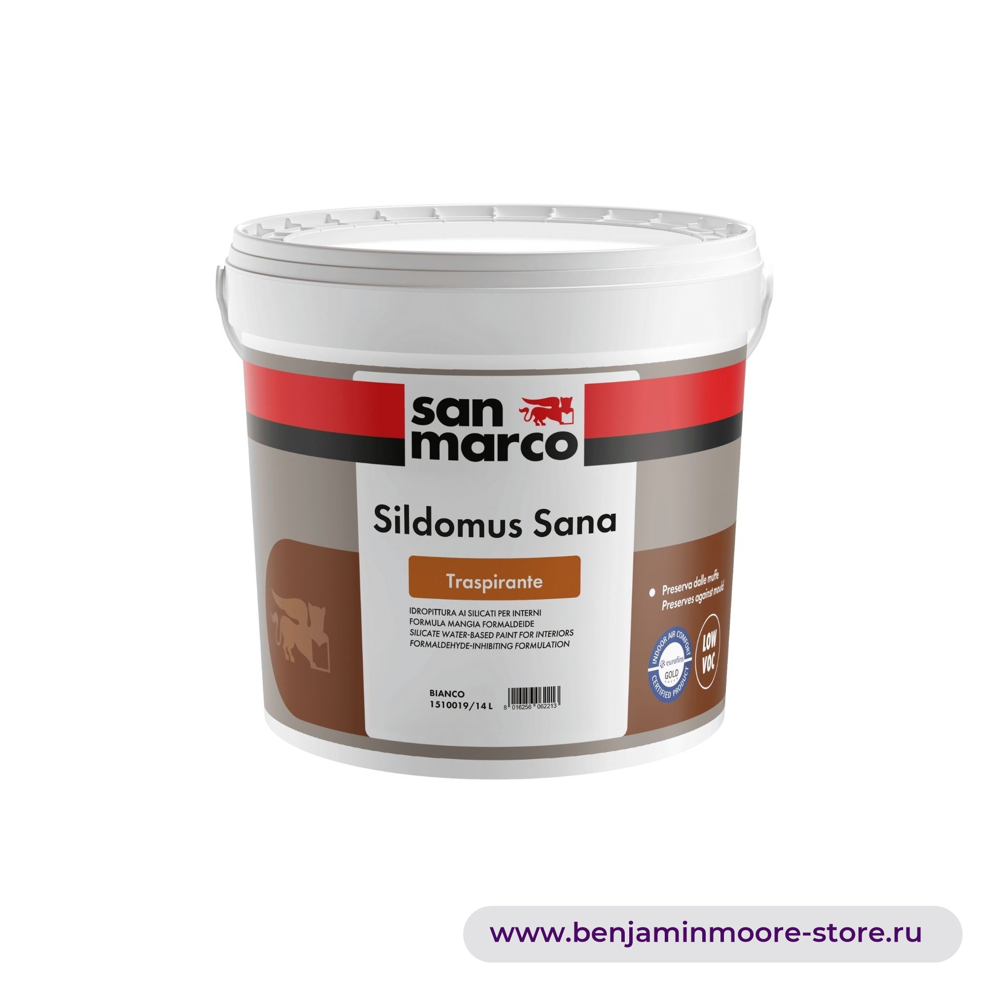 San Marco Sildomus Sana силикатная водоэмульсионная краска для интерьера - формула, поглощающая формальдегид — фото | www.benjaminmoore-store.ru