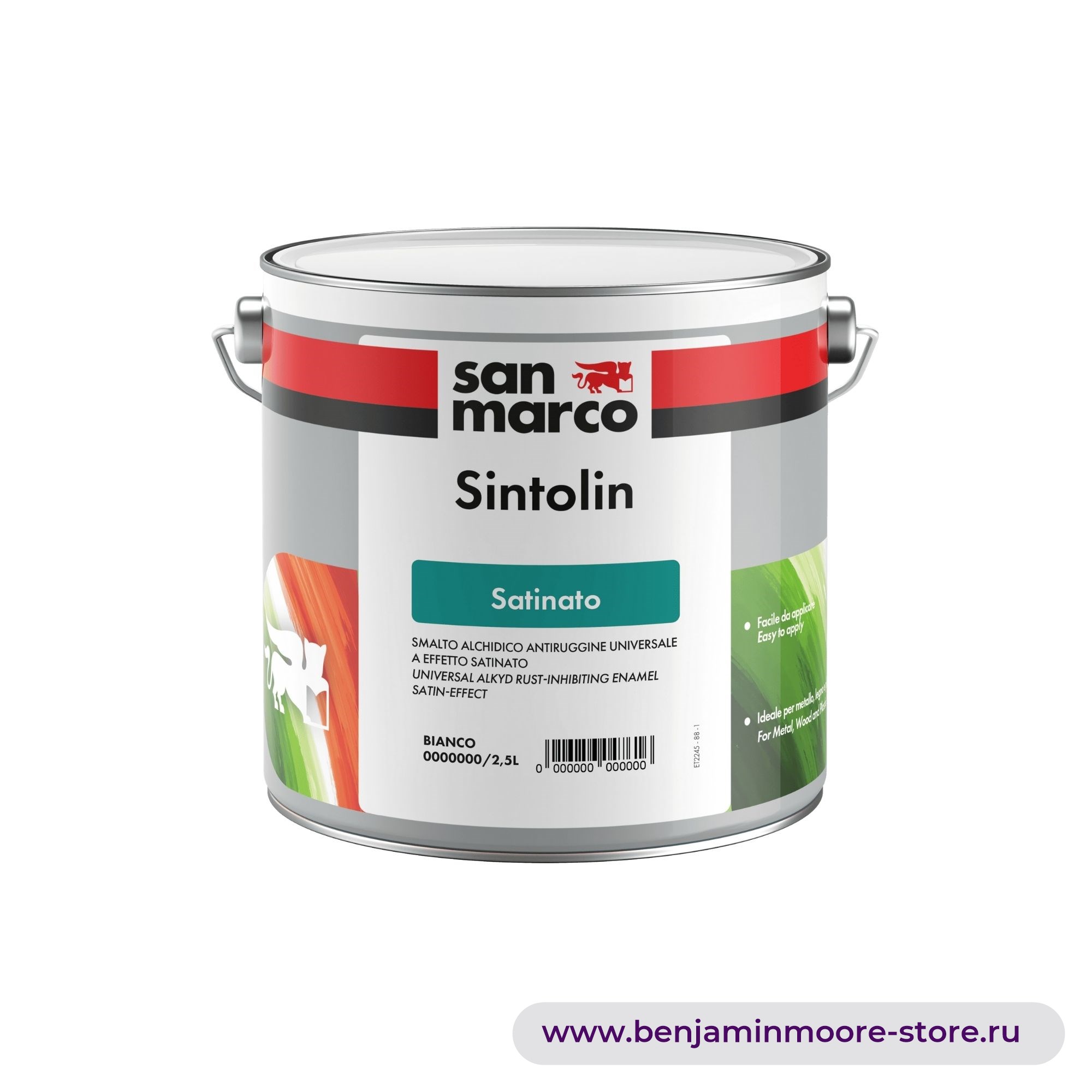San Marco Sintolin Satinato лощеная антикоррозийная алкидная эмаль универсального применения — фото | www.benjaminmoore-store.ru