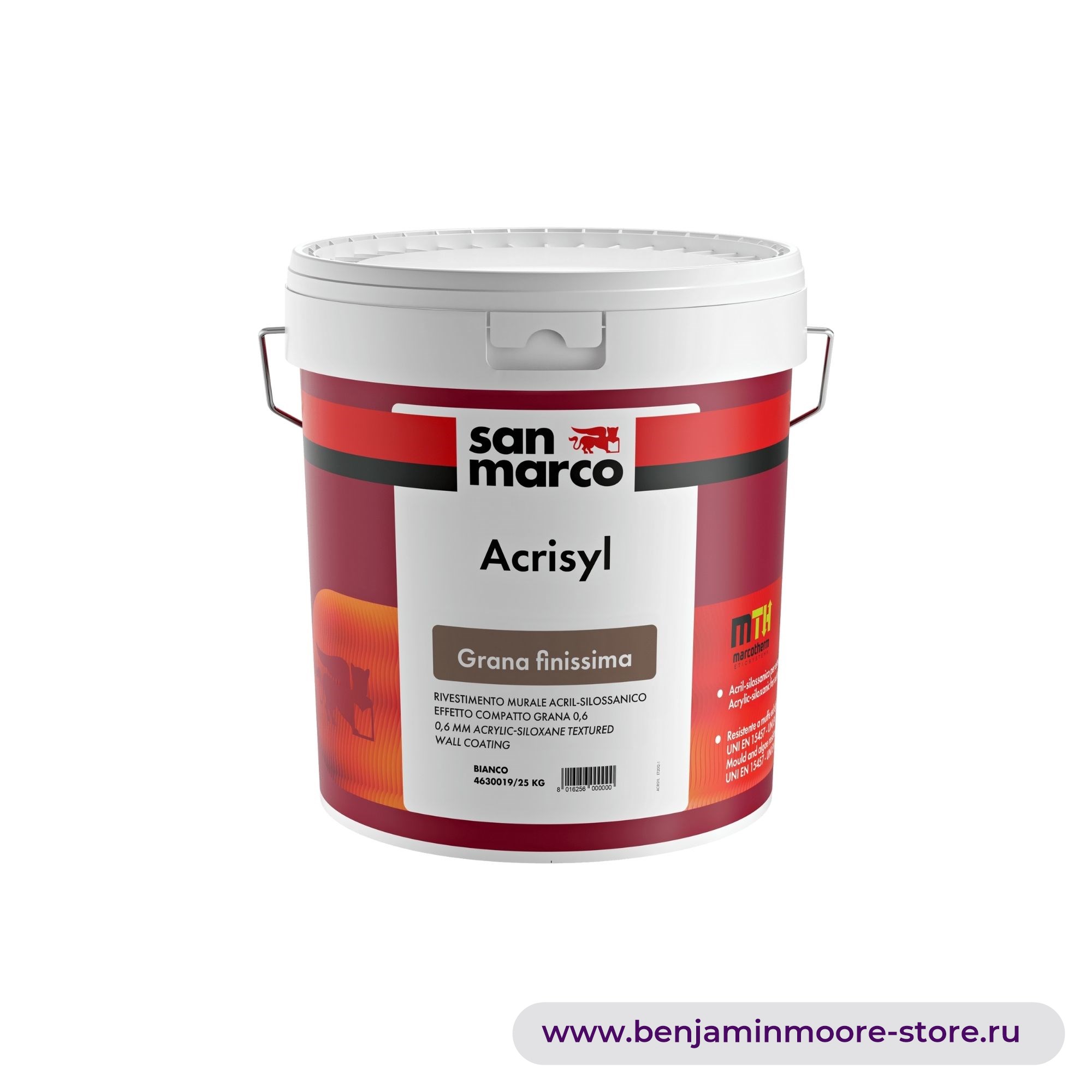 San Marco Acrisyl Grana Finissima акрил-силоксановое настенное покрытие с компактным эффектом тончайшей зернистости – защита от плесени и водорослей. размер гранул: 0,6 — фото | www.benjaminmoore-store.ru