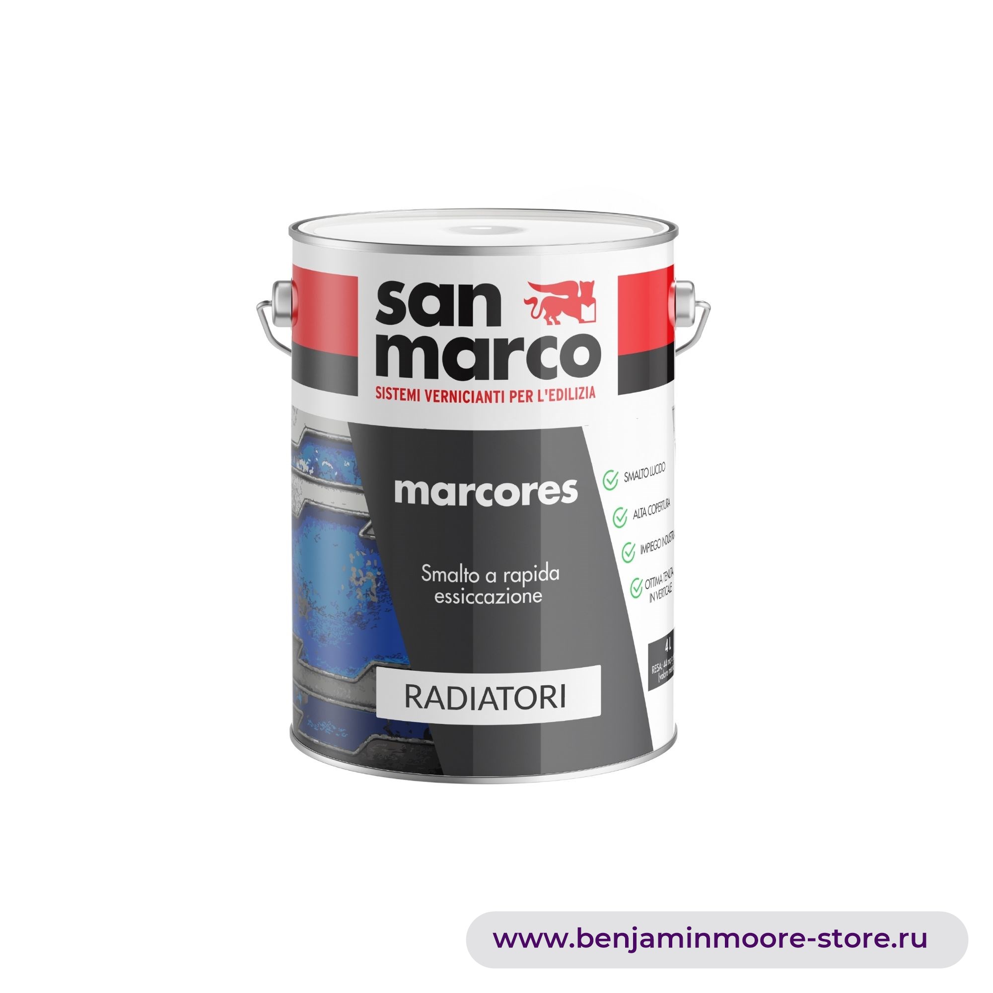 San Marco Marcores Radiatori быстросохнущая полуматовая антикоррозийная эмаль для отопительных элементов — фото | www.benjaminmoore-store.ru