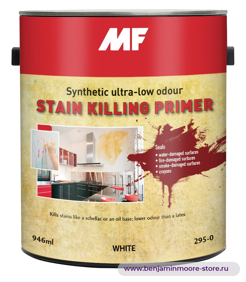 Грунтовка MF Paints Stain Killing 295 / МФ Пэйнтс Стейн Киллинг 295 быстросохнущий пятноблокирующий грунт для внутренних работ — фото | www.benjaminmoore-store.ru