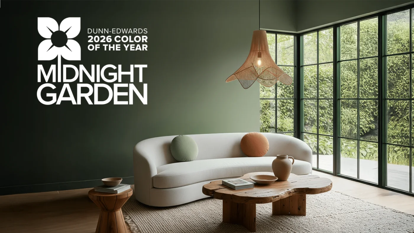 Гостиная в цвете Dunn-Edwards Midnight Garden DE5657