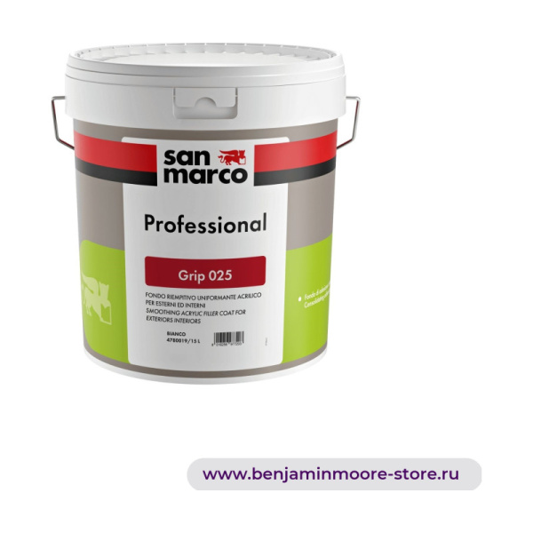 Грунтовка San Marco Grip 025 / Сан Марко Грип 025 акриловая заполняющая выравнивающая грунтовка — фото | www.benjaminmoore-store.ru