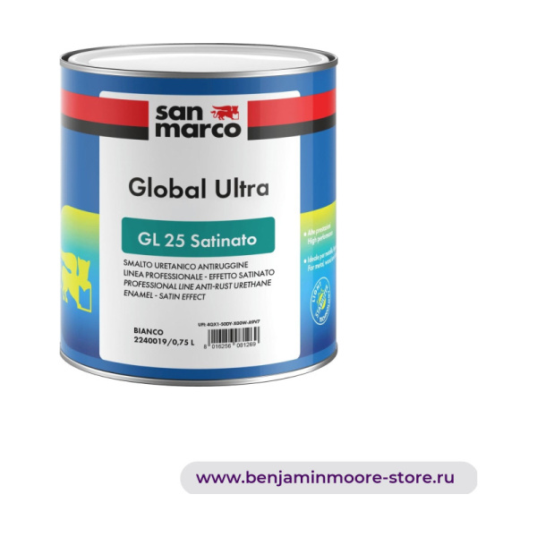 San Marco Global Ultra Gl 25 Satinato антикоррозийная уретановая эмаль, профессиональная линия - лощеный эффект — фото | www.benjaminmoore-store.ru