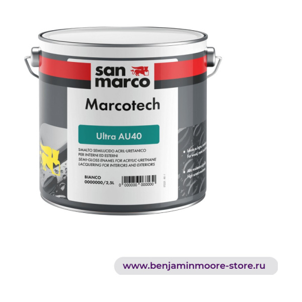 San Marco Marcotech Ultra Au40 акрил-уретановая водрастворимая эмаль для лакирования для внутренних и наружных работ - полуглянцевая — фото | www.benjaminmoore-store.ru