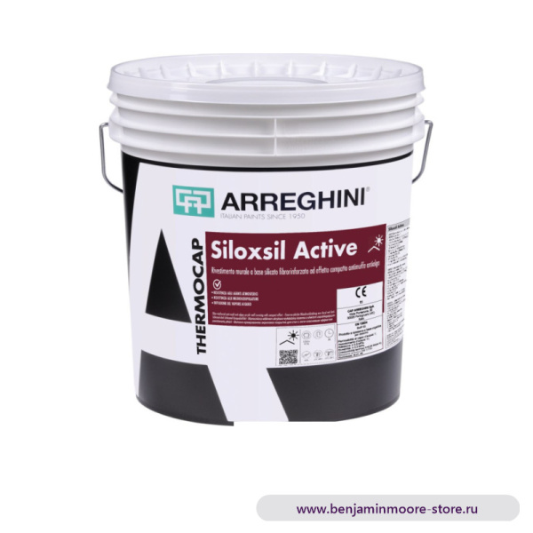 Arreghini Siloxsil Active стенное покрытие на основе силиката, укрепленное фиброй с компактным эффектом против плесени и водорослей — фото | www.benjaminmoore-store.ru