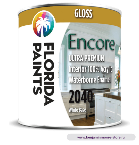 Эмаль Florida Paints Encore Interior Enamel Gloss 2040 / Флорида Пэйнтс Энкор 2040 глянцевая эмаль для внутренних работ