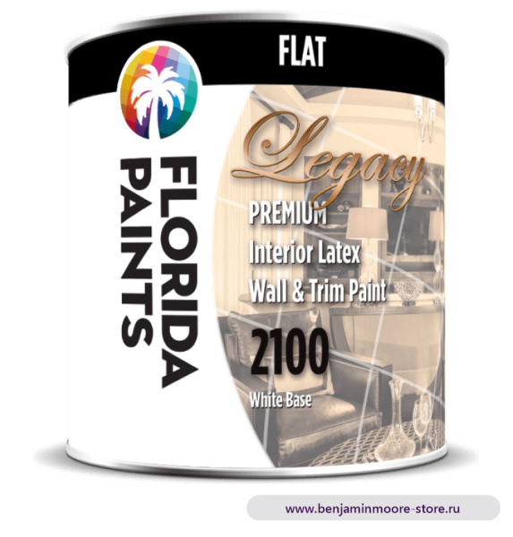 Краска Florida Paints FP2100 Interior Flat White Матовая Акриловая  краска 