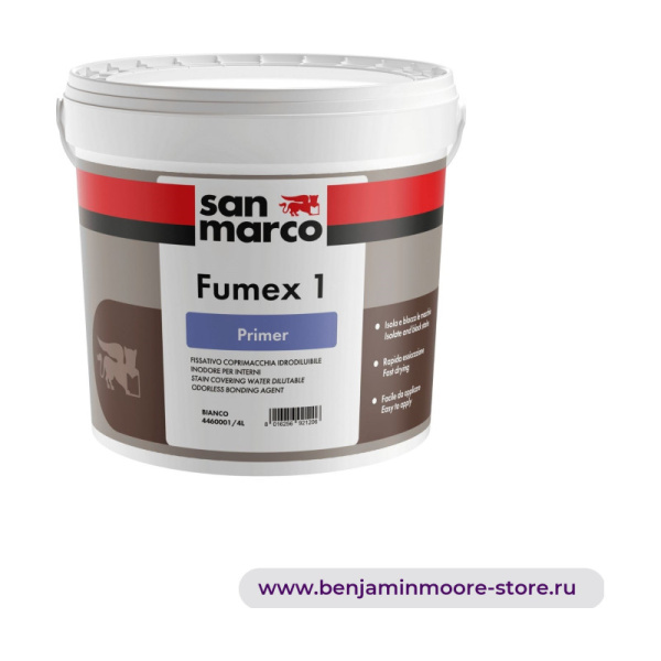 Грунтовка San Marco Fumex 1 Primer / Сан Марко Фумекс 1 Праймер водорастворимый фиксатив без запаха для внутренних работ — фото | www.benjaminmoore-store.ru