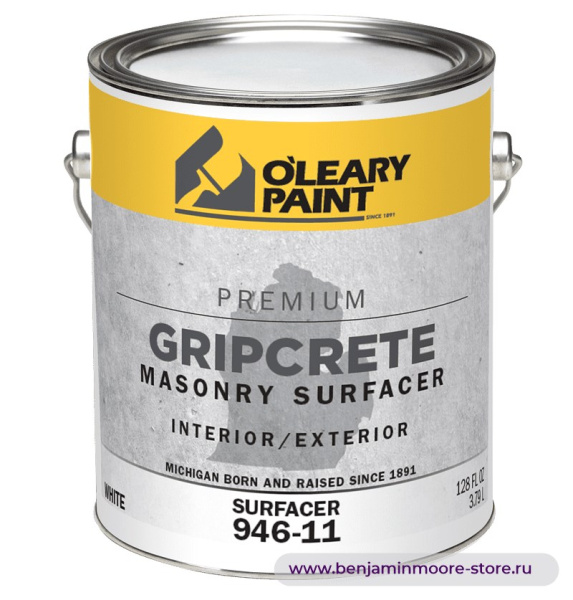 Грунтовка O'Leary GripCrete HD Masonry Surfacer 946-11 / О'Лири ГрипКрит HD Мейсонри Сёрфейсер 946-11 акриловый выравнивающий грунт по кладке для внутренних и наружных работ — фото | www.benjaminmoore-store.ru