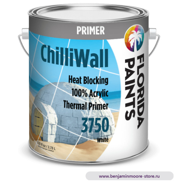 Грунтовка Florida Paints ChilliWall Thermal Primer 3750 / Флорида Пэйнтс ЧиллиВол Термал Праймер 3750 теплоотражающий акриловый грунт для наружных работ — фото | www.benjaminmoore-store.ru