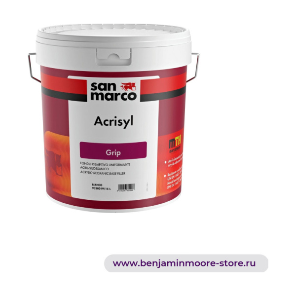 Грунтовка San Marco Acrisyl Grip / Сан Марко Акрисил Грип акрил-силоксановая заполняющая выравнивающая грунтовка — фото | www.benjaminmoore-store.ru