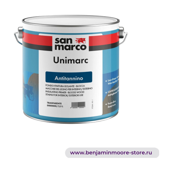 San Marco Unimarc Antitannino водорастворимая изоляционная основа/отделка, блокирует пятна на древесине, для внутренних/наружных работ — фото | www.benjaminmoore-store.ru