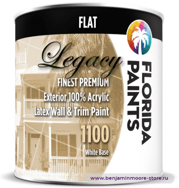 Краска Florida Paints FP1100 Exterior Flat White Матовая Акриловая  краска  — фото | www.benjaminmoore-store.ru