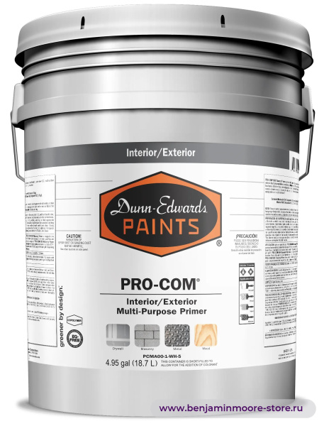 Грунтовка Dunn-Edwards PRO-COM® Multi-Purpose Primer PCMP00 / Данн-Эдвардс Про-Ком Мульти-Пёрпос Праймер многоцелевой грунт для внутренних и наружных работ — фото | www.benjaminmoore-store.ru