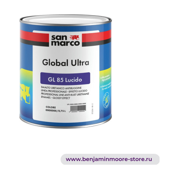 San Marco Global Ultra Gl 85 Lucido антикоррозийная уретановая эмаль, профессиональная линия - глянцевый эффект — фото | www.benjaminmoore-store.ru
