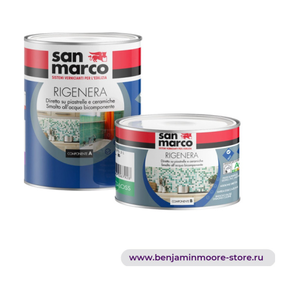 San Marco Rigenera Satin водная эмаль двухкомпонентная для восстановления плитки и других поверхностей в интерьере — фото | www.benjaminmoore-store.ru