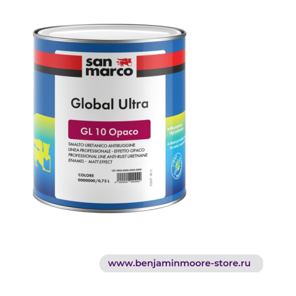 San Marco Global Ultra Gl 10 Opaco антикоррозийная уретановая эмаль, профессиональная линия - матовый эффект — фото | www.benjaminmoore-store.ru
