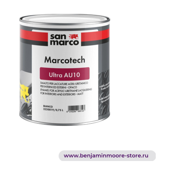 San Marco Marcotech Ultra Au10 акрил-уретановая водорастворимая эмаль для лакирования для внутренних и наружных работ - матовая — фото | www.benjaminmoore-store.ru
