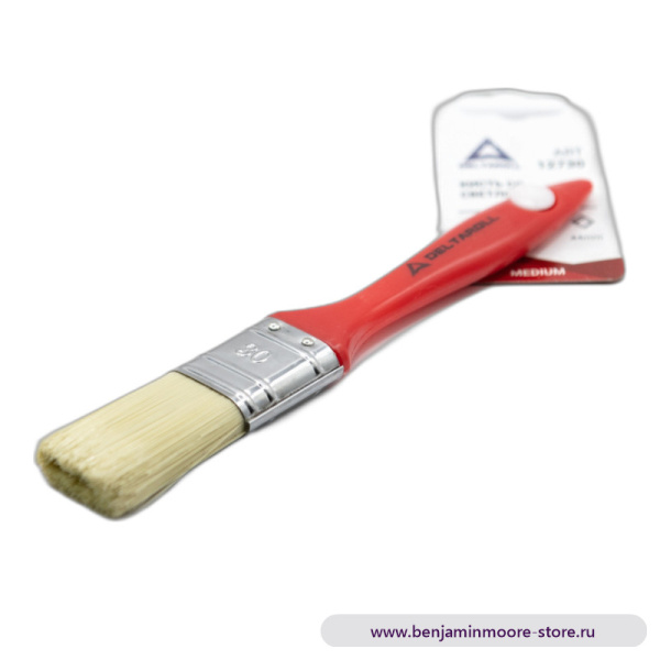 Кисть со светлой щетиной, красная ручка, DeltaRoll, 30х12 мм — фото | www.benjaminmoore-store.ru