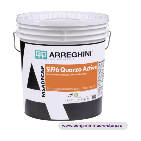 Arreghini Sil96 Quarzo Active силоксановая клеевая заполняющая краска для внешнего использования антиплесеневая-антиводорослевая — фото | www.benjaminmoore-store.ru