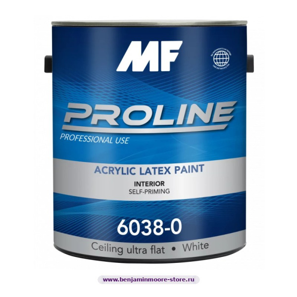 Краска MF 6038 Proline Blue Cамовыравнивающаяся краска для стен и потолков — фото | www.benjaminmoore-store.ru