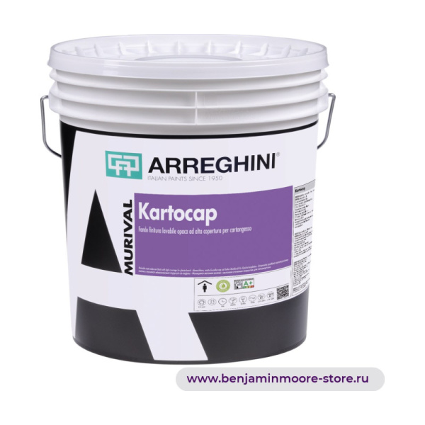 Arreghini Kartocap моющаяся матовая краска с высокой степенью покрытия для гипсокартона — фото | www.benjaminmoore-store.ru