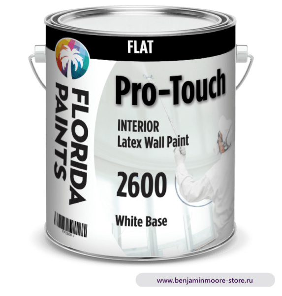 Краска Florida Paints Pro-Touch Interior Flat 2600 / Флорида Пэйнтс 2600 глубокоматовая краска для внутренних работ