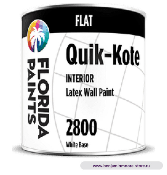 Краска Florida Paints Quik-Kote Interior Flat 2800 / Флорида Пэйнтс 2800 глубокоматовая краска для внутренних работ