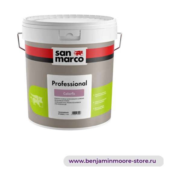 Грунтовка San Marco Colorfis / Сан Марко Колорфис микронизированная укрывистая грунтовка для внутренних и наружных работ — фото | www.benjaminmoore-store.ru