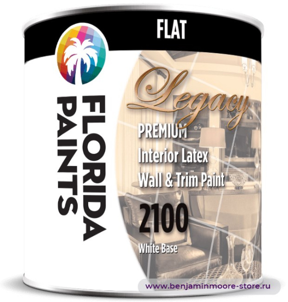 Краска Florida Paints FP2100 Interior Flat White Матовая Акриловая  краска  — фото | www.benjaminmoore-store.ru